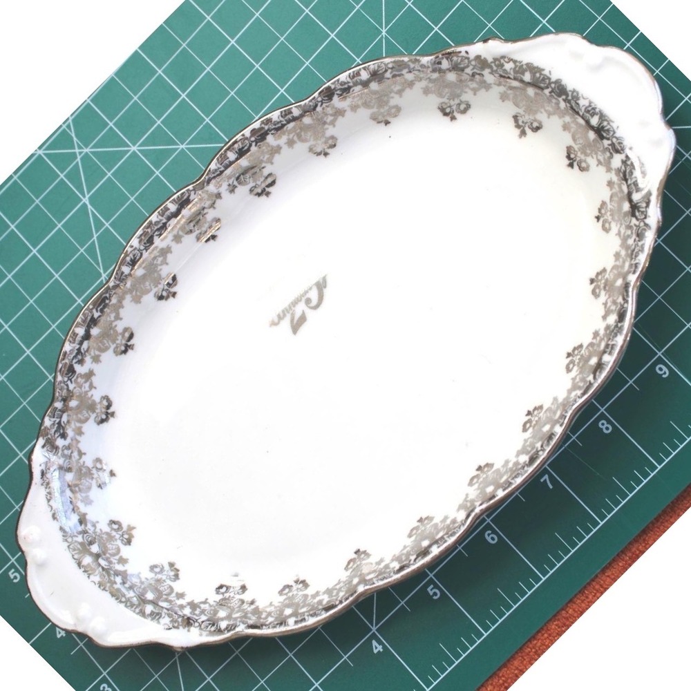 Royal Albert Bone China 25th Anniversary Dish Platter Silver Lace England 11in